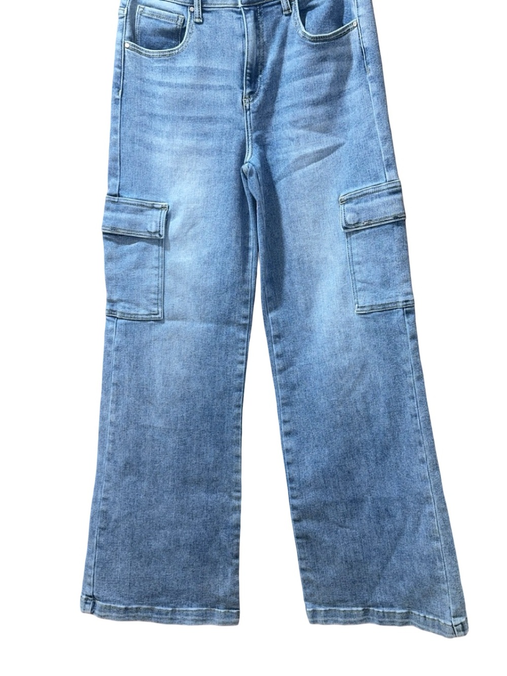 Risen Wide-Leg Cargo Jeans in Light Blue